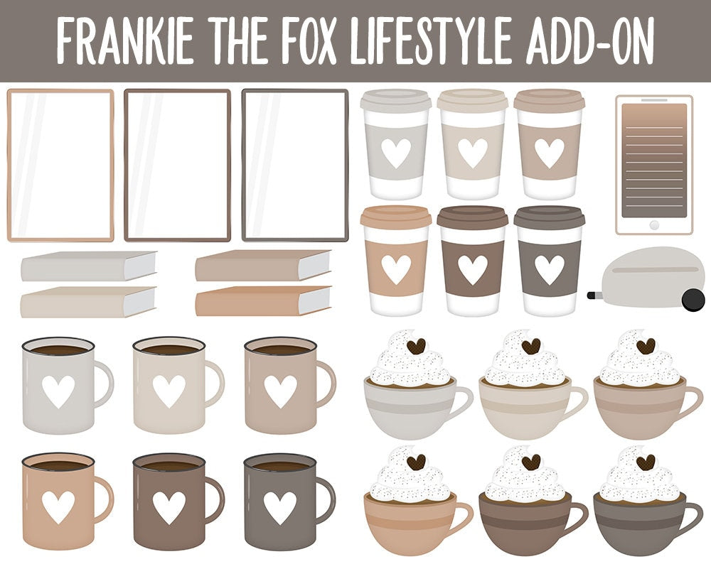 Frankie the Fox Lifestyle Add-On Digital Stickers | GoodNotes & iPad | TV, Playlist, Travel, Reading, Work, Groceries