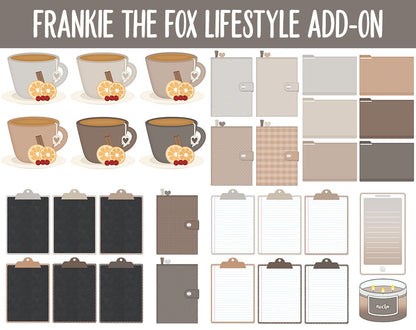 Frankie the Fox Lifestyle Add-On Digital Stickers | GoodNotes & iPad | TV, Playlist, Travel, Reading, Work, Groceries