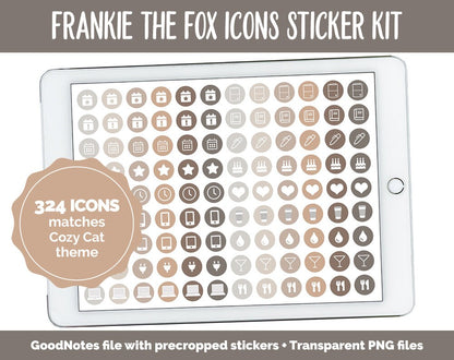 Frankie the Fox Icon Digital Planner Stickers | GoodNotes, iPad and Android | Icons, Life, Weather, Everyday