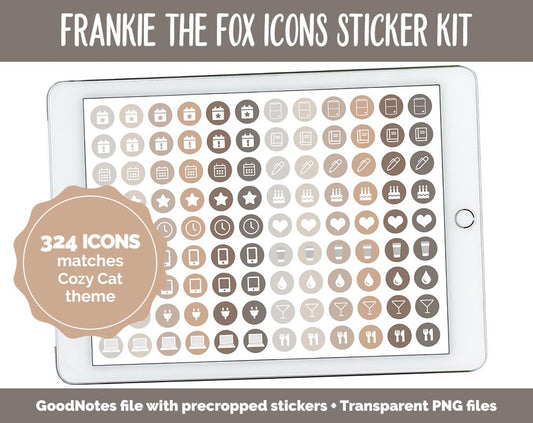 Frankie the Fox Icon Digital Planner Stickers | GoodNotes, iPad and Android | Icons, Life, Weather, Everyday