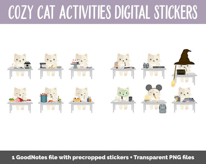 Cozy Cat Activities Digital Stickers | GoodNotes & iPad | Crafts, School, Work, Hobbies