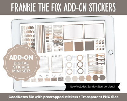 Frankie the Fox Add-On Digital Stickers | GoodNotes & iPad | Trackers, Budget, Fitness, Health, Habits