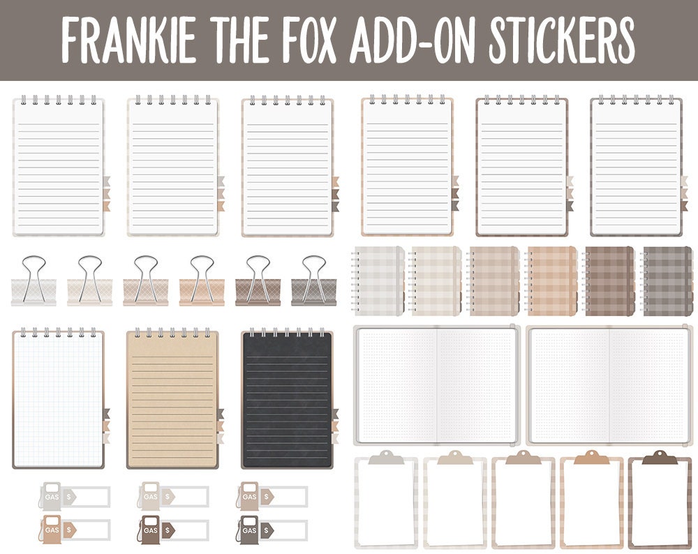 Frankie the Fox Add-On Digital Stickers | GoodNotes & iPad | Trackers, Budget, Fitness, Health, Habits