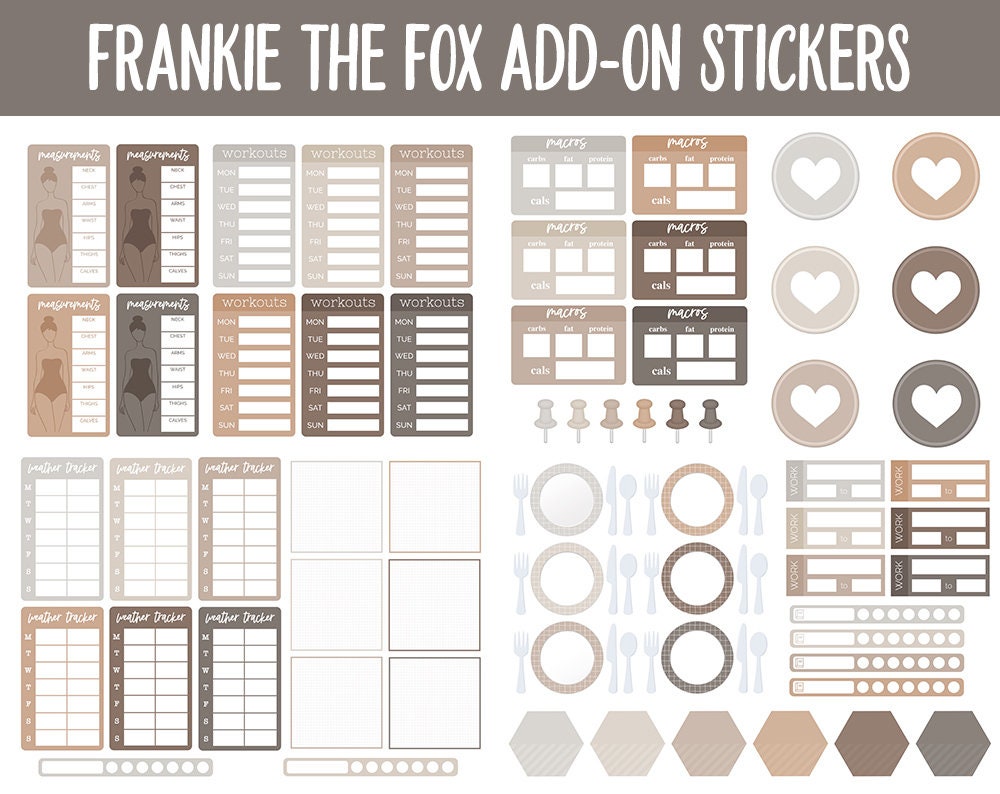 Frankie the Fox Add-On Digital Stickers | GoodNotes & iPad | Trackers, Budget, Fitness, Health, Habits