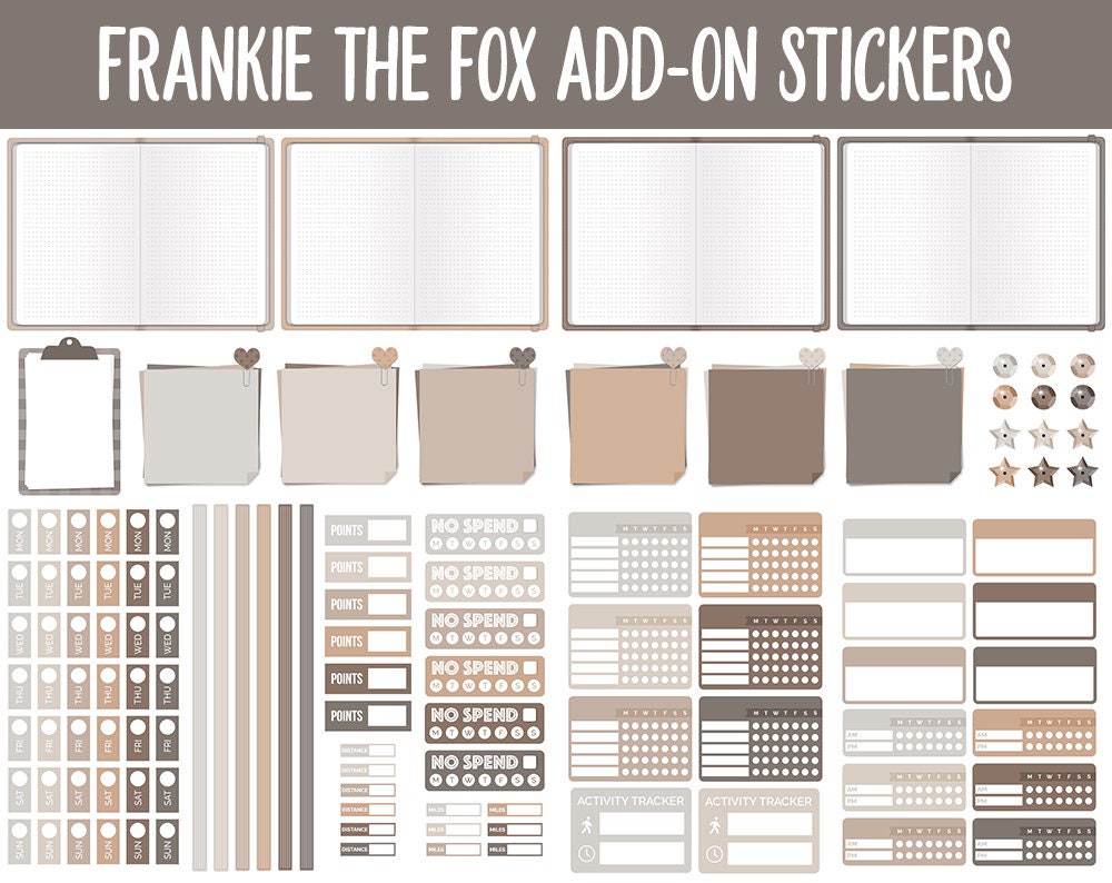 Frankie the Fox Add-On Digital Stickers | GoodNotes & iPad | Trackers, Budget, Fitness, Health, Habits
