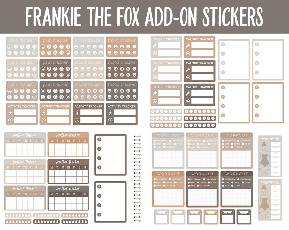 Frankie the Fox Add-On Digital Stickers | GoodNotes & iPad | Trackers, Budget, Fitness, Health, Habits