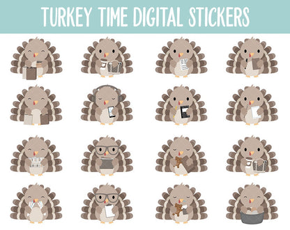 Turkey Time Digital Planner Stickers | GoodNotes, iPad and Android | Fall, November, Kawaii, Cleaning, Work, Tasks, Activities, Planning
