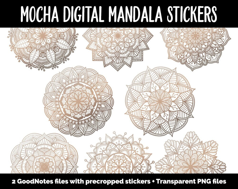 Mocha Mandala Digital Planner Stickers | GoodNotes, iPad and Android | Gradient, Ombre, Coloring
