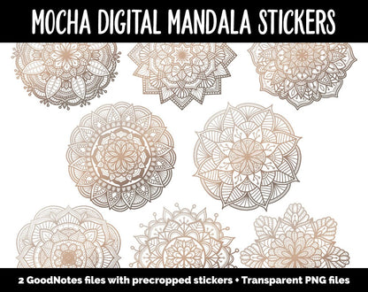 Mocha Mandala Digital Planner Stickers | GoodNotes, iPad and Android | Gradient, Ombre, Coloring