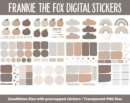 Frankie the Fox Digital Sticker Mega Bundle | GoodNotes & iPad | November, Fall, Neutral, Chores, Work, Kawaii, Adulting, Tasks