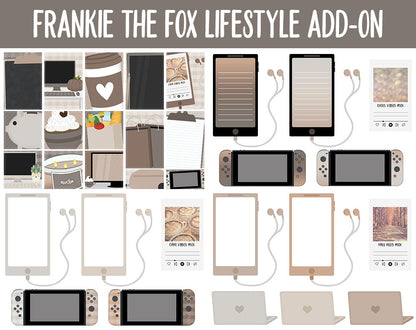 Frankie the Fox Lifestyle Add-On Digital Stickers | GoodNotes & iPad | TV, Playlist, Travel, Reading, Work, Groceries