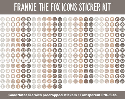 Frankie the Fox Icon Digital Planner Stickers | GoodNotes, iPad and Android | Icons, Life, Weather, Everyday