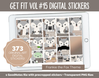 Get Fit Vol #15 Digital Stickers | GoodNotes & iPad | Fitness, Health, Self-Care, Workout | Frankie the Fox