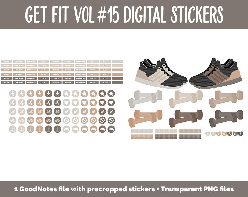 Get Fit Vol #15 Digital Stickers | GoodNotes & iPad | Fitness, Health, Self-Care, Workout | Frankie the Fox