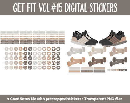Get Fit Vol #15 Digital Stickers | GoodNotes & iPad | Fitness, Health, Self-Care, Workout | Frankie the Fox
