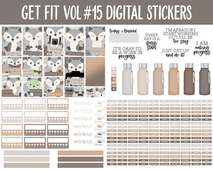 Get Fit Vol #15 Digital Stickers | GoodNotes & iPad | Fitness, Health, Self-Care, Workout | Frankie the Fox