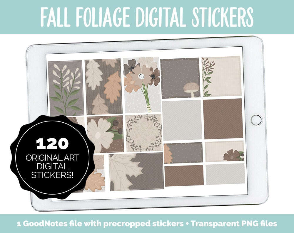 Fall Foliage Digital Planner Stickers | GoodNotes, iPad and Android | Fall, Leaves, Floral, Flowers, Boho, Botanical
