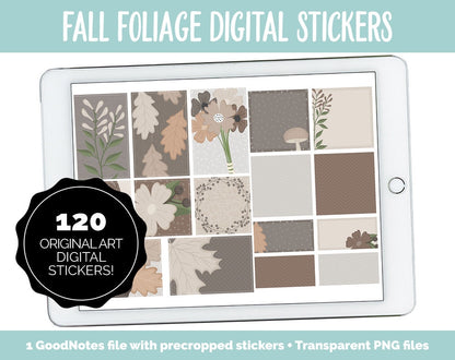 Fall Foliage Digital Planner Stickers | GoodNotes, iPad and Android | Fall, Leaves, Floral, Flowers, Boho, Botanical