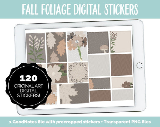 Fall Foliage Digital Planner Stickers | GoodNotes, iPad and Android | Fall, Leaves, Floral, Flowers, Boho, Botanical