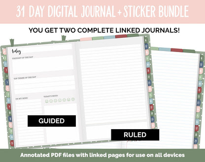 31 Day Digital Journal + Sticker Bundle | Festive Theme