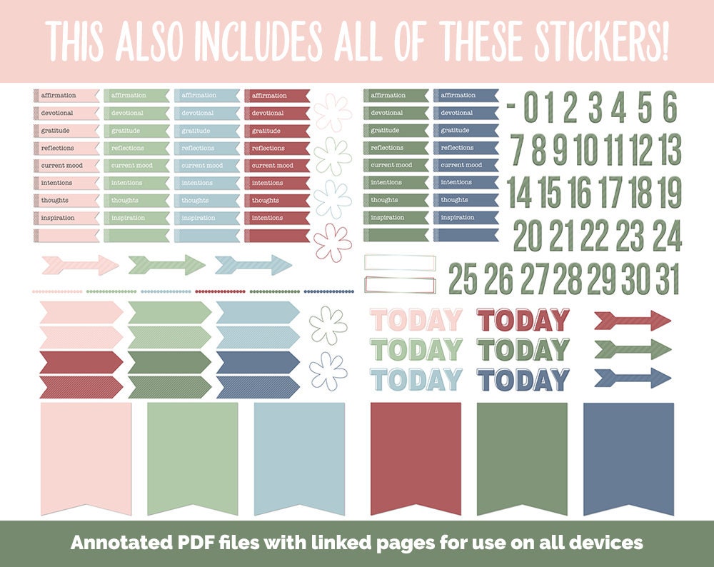 31 Day Digital Journal + Sticker Bundle | Festive Theme