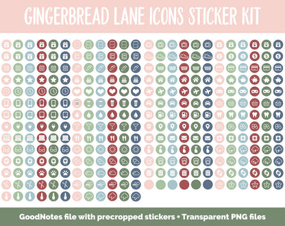 Gingerbread Lane Icon Digital Planner Stickers | GoodNotes, iPad and Android | Icons, Life, Weather, Everyday
