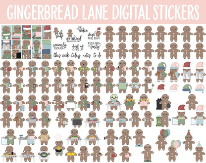Gingerbread Lane Digital Sticker Mega Bundle | GoodNotes & iPad | December, Winter, Christmas, Chores, Work, Kawaii, Adulting, Tasks