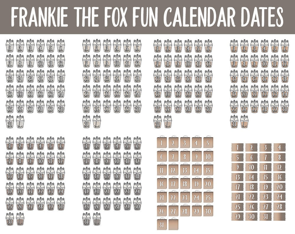 Frankie the Fox Fun Calendar Date Digital Stickers | GoodNotes, iPad and Android