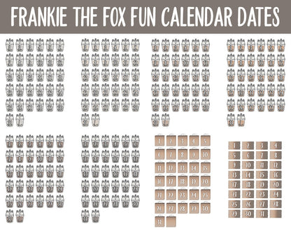 Frankie the Fox Fun Calendar Date Digital Stickers | GoodNotes, iPad and Android