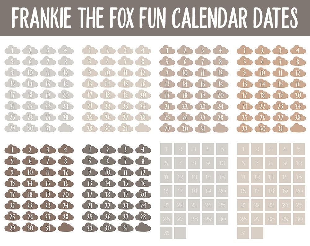 Frankie the Fox Fun Calendar Date Digital Stickers | GoodNotes, iPad and Android