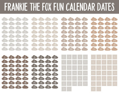 Frankie the Fox Fun Calendar Date Digital Stickers | GoodNotes, iPad and Android