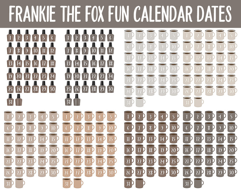 Frankie the Fox Fun Calendar Date Digital Stickers | GoodNotes, iPad and Android