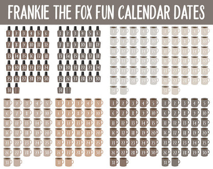 Frankie the Fox Fun Calendar Date Digital Stickers | GoodNotes, iPad and Android