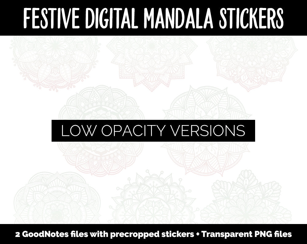 Festive Mandala Digital Planner Stickers | GoodNotes, iPad and Android | Gradient, Ombre, Coloring