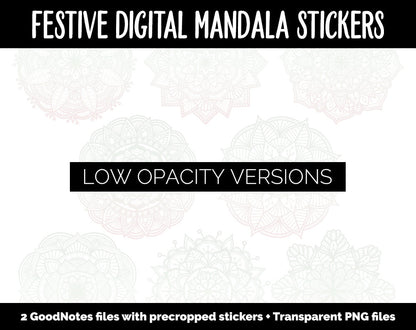 Festive Mandala Digital Planner Stickers | GoodNotes, iPad and Android | Gradient, Ombre, Coloring