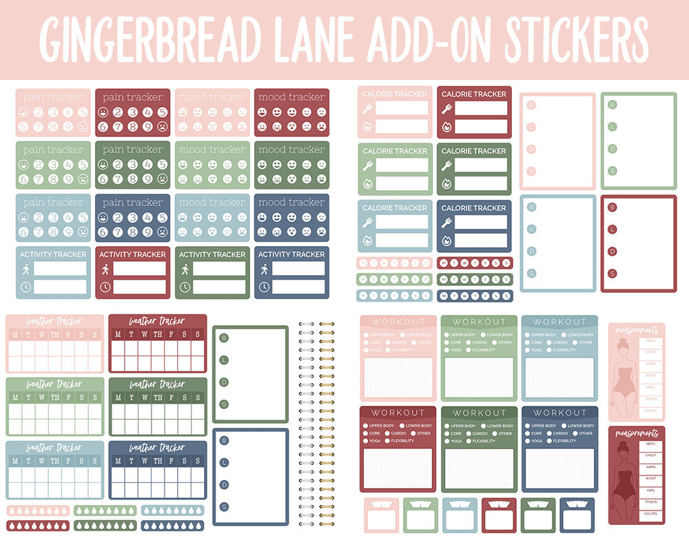 Gingerbread Lane Add-On Digital Stickers | GoodNotes & iPad | Trackers, Budget, Fitness, Health, Habits