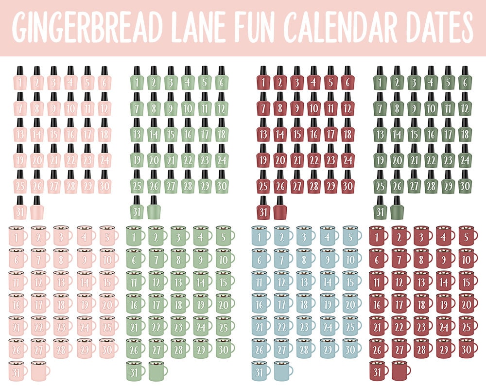 Gingerbread Lane Fun Calendar Date Digital Stickers | GoodNotes, iPad and Android | Festive