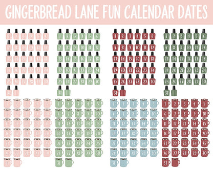 Gingerbread Lane Fun Calendar Date Digital Stickers | GoodNotes, iPad and Android | Festive