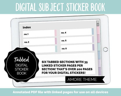 Blank Subject Digital Sticker Books | Amore Theme