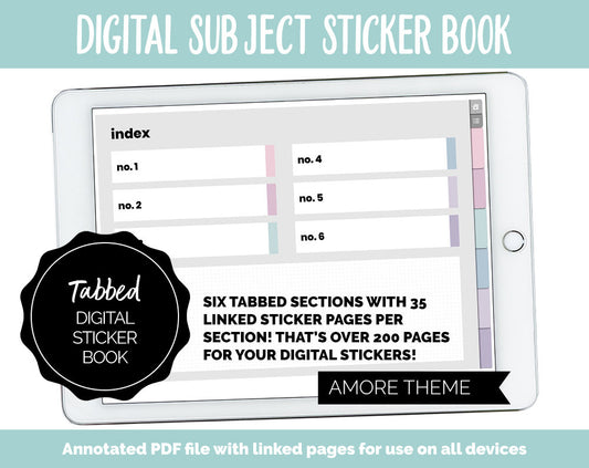 Blank Subject Digital Sticker Books | Amore Theme