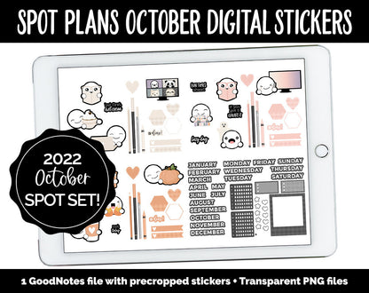 Spot Plans October Digital Stickers | GoodNotes, iPad and Android | Sassy, Fall, Adulting, Planning, Funny, Halloween
