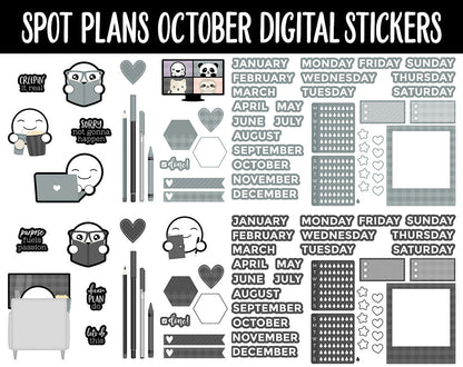 Spot Plans October Digital Stickers | GoodNotes, iPad and Android | Sassy, Fall, Adulting, Planning, Funny, Halloween