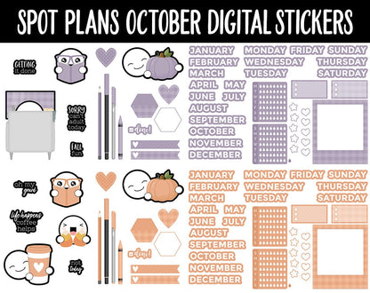Spot Plans October Digital Stickers | GoodNotes, iPad and Android | Sassy, Fall, Adulting, Planning, Funny, Halloween