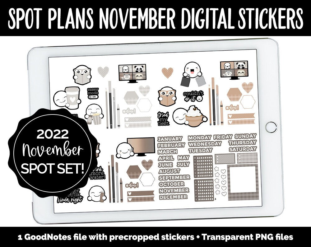 Spot Plans November Digital Stickers | GoodNotes, iPad and Android | Sassy, Fall, Adulting, Planning, Funny