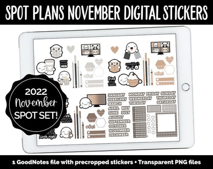 Spot Plans November Digital Stickers | GoodNotes, iPad and Android | Sassy, Fall, Adulting, Planning, Funny