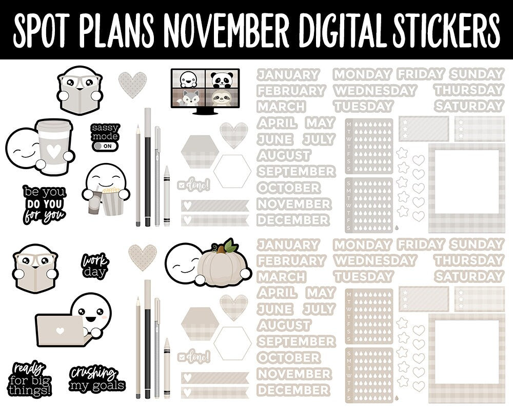 Spot Plans November Digital Stickers | GoodNotes, iPad and Android | Sassy, Fall, Adulting, Planning, Funny