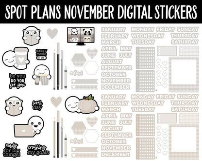 Spot Plans November Digital Stickers | GoodNotes, iPad and Android | Sassy, Fall, Adulting, Planning, Funny