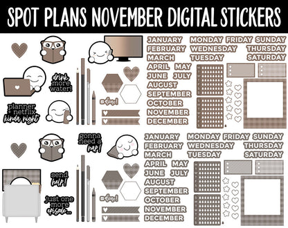 Spot Plans November Digital Stickers | GoodNotes, iPad and Android | Sassy, Fall, Adulting, Planning, Funny