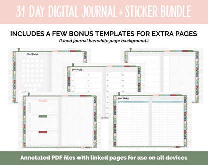 31 Day Digital Journal + Sticker Bundle | Festive Theme