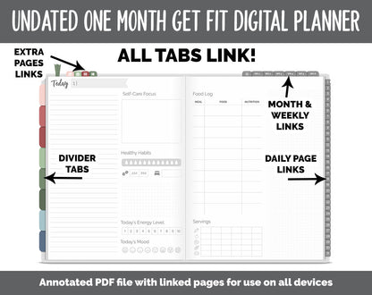 NEW! Undated Get Fit One Month Digital Planner | Festive Theme - Best Health Edition | GoodNotes, iPad & Android | Fitness, Self-Care